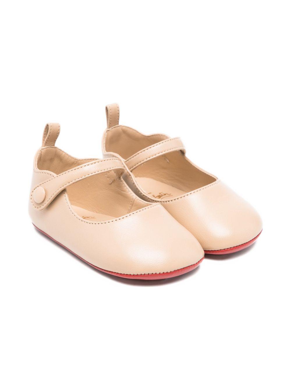 Ballerine Mary Janes per neonata Christian Louboutin Kids beige con chiusura laterale con bottone 3220541 N247 CHRISTIAN LOUBOUTIN KIDS 