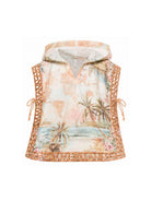 Poncho Mahon per bambina Zimmermann Kids beige con stampa grafica all-over 8519TS S263 ZIMMERMANN KIDS 