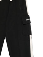 Pantaloni cargo Palm Angels Kids nero con dettaglio a strisce laterali PBCJ008S26FLE001 110 PALM ANGELS KIDS 