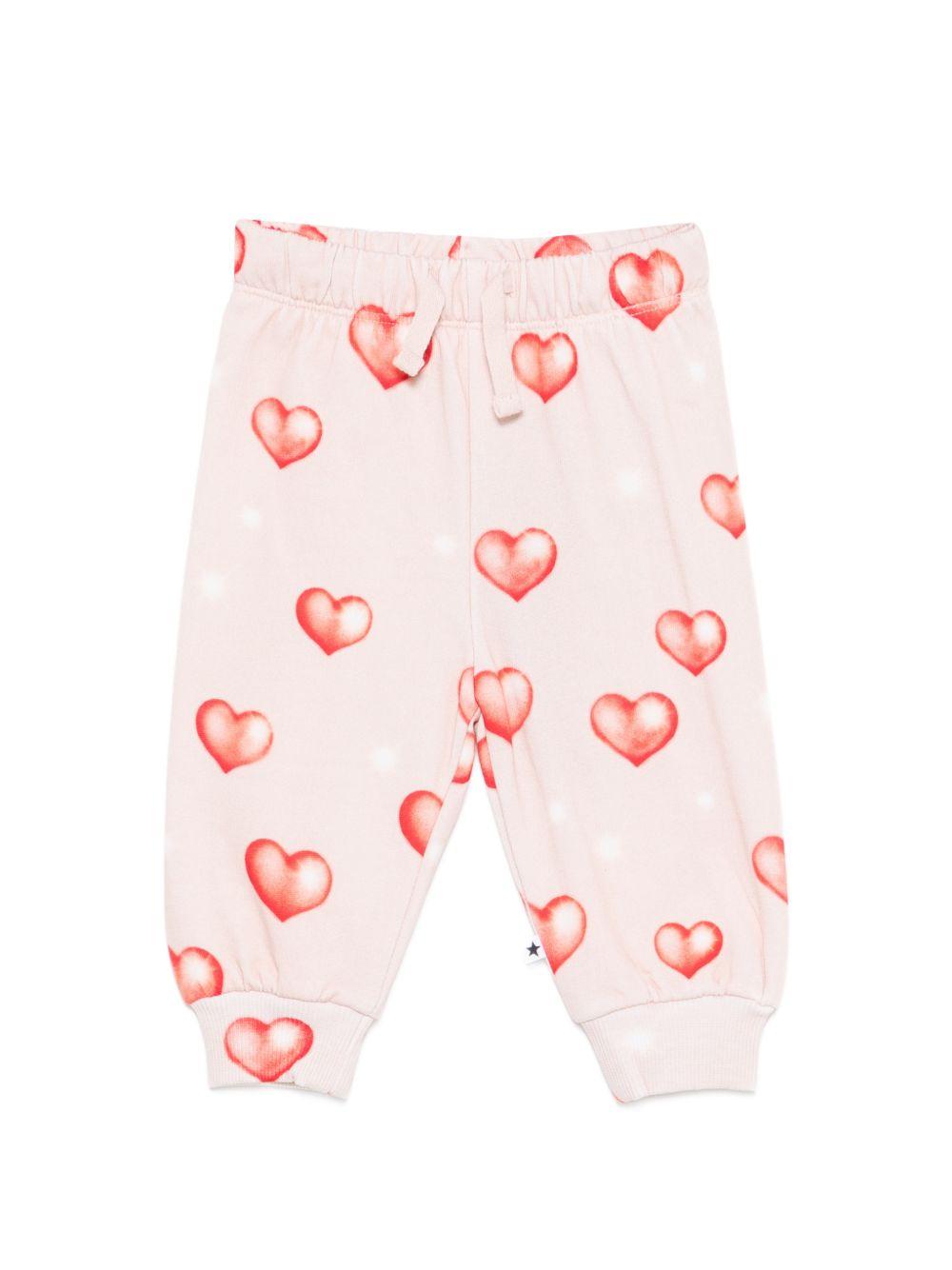 Pantaloni sportivi per neonata Molo Kids rosa con stampa grafica a cuori 4W26I201 5741 MOLO KIDS 