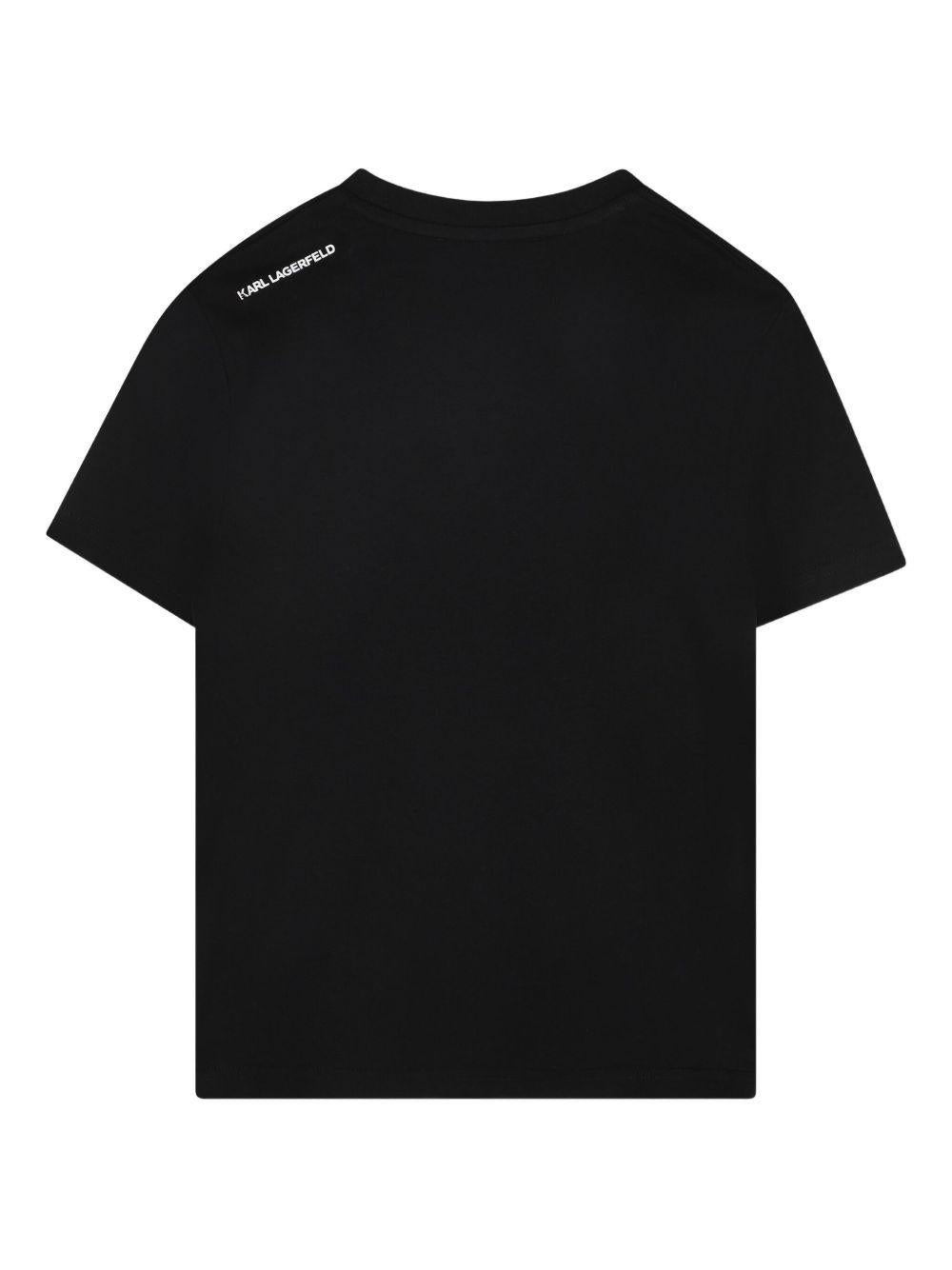 T-shirt per bambini Karl Lagerfeld kids nera con stampa Ikonik Karl Z30957 09B KARL LAGERFELD KIDS 