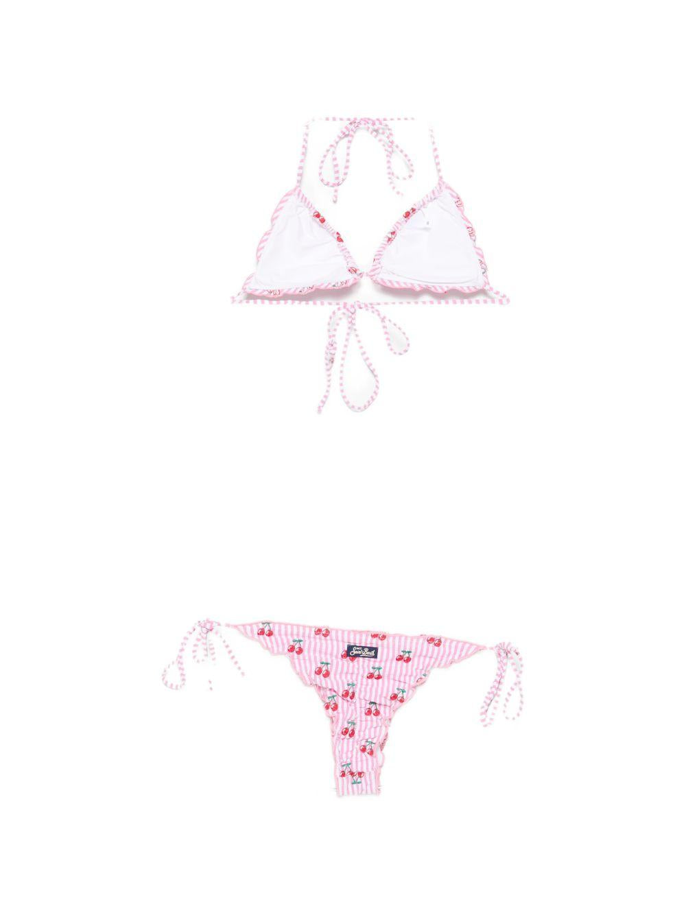 Bikini a righe MC2 Saint Barth rosa con stampa ciliegie all-over SAGI001 09377L MC2 ST. BARTH 