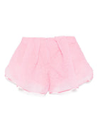 Shorts per bambina Vivetta rosa in mistgo cotone con pizzo sovrapposto VE2553 ROSA VIVETTA KIDS 