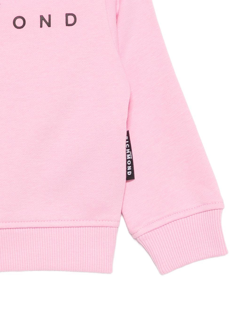 Felpa per neonata John Richmond Kids rosa con dettaglio logo sul davanti RIA26023FE PINK BEGONIA JOHN RICHMOND KIDS 