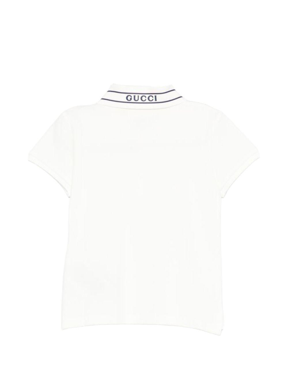 T-shirt per neonato Gucci Kids bianca con logo sul colletto 805415XJHNL 9024 GUCCI KIDS 