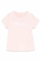 T-shirt per neonata Fendi Kids rosa con logo sul davanti BFI170 7AJ F0ZKY FENDI KIDS 