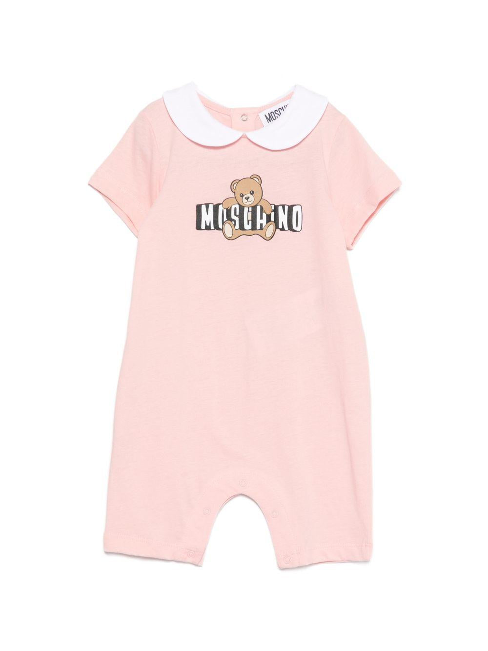 Tutina per neonata Moschino Kids rosa con colletto alla Peter Pan MNY03YLAA03 50209 MOSCHINO KIDS 