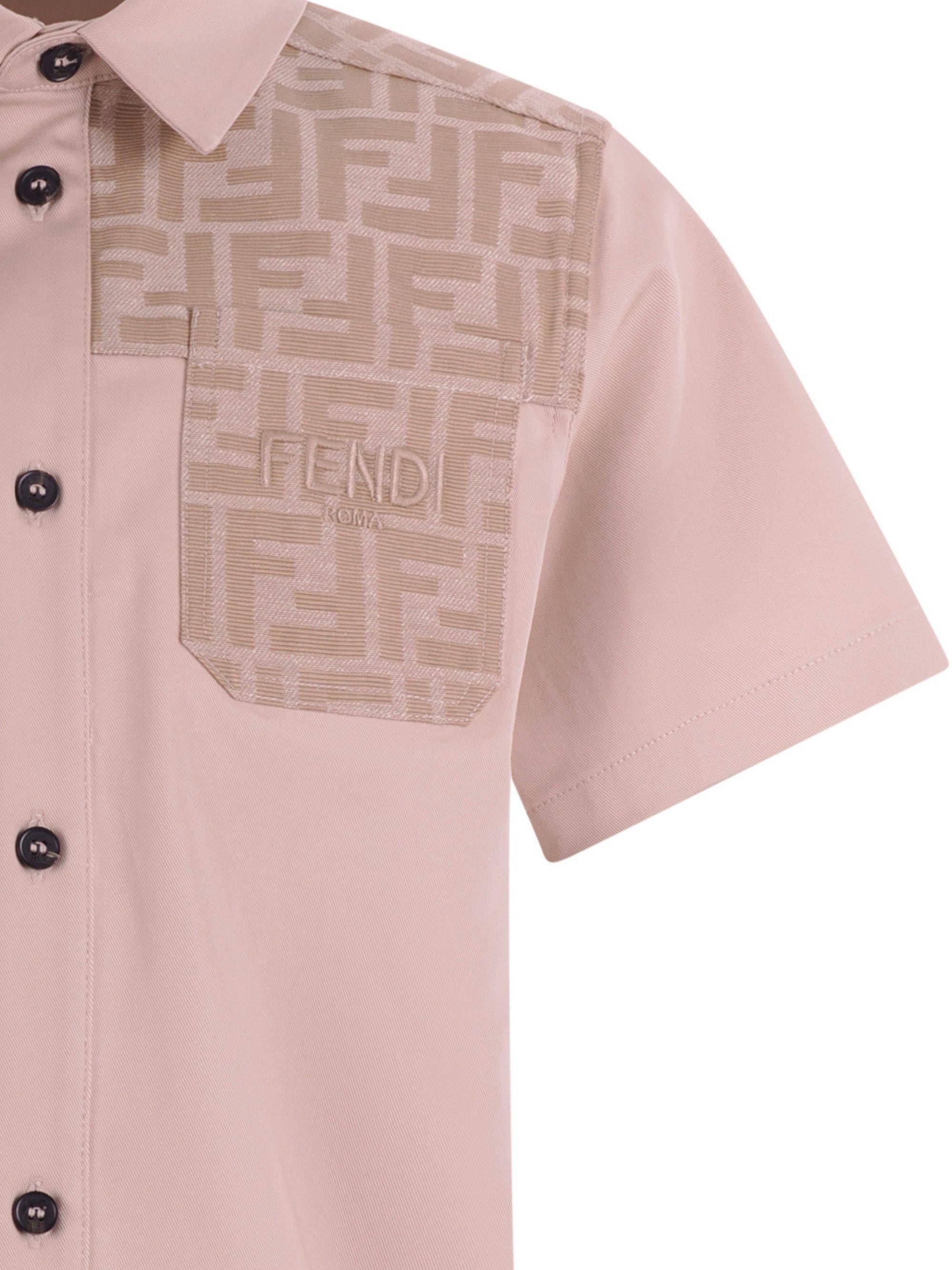 Camicia per bambino Fendi Kids beige con caratteristico monogramma FF JMC204 AS5Y F1P2N FENDI KIDS 