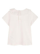T-shirt per neonata Chloé Kids bianca con colletto alla Peter Pan in pizzo C20914 117 CHLOE' KIDS 