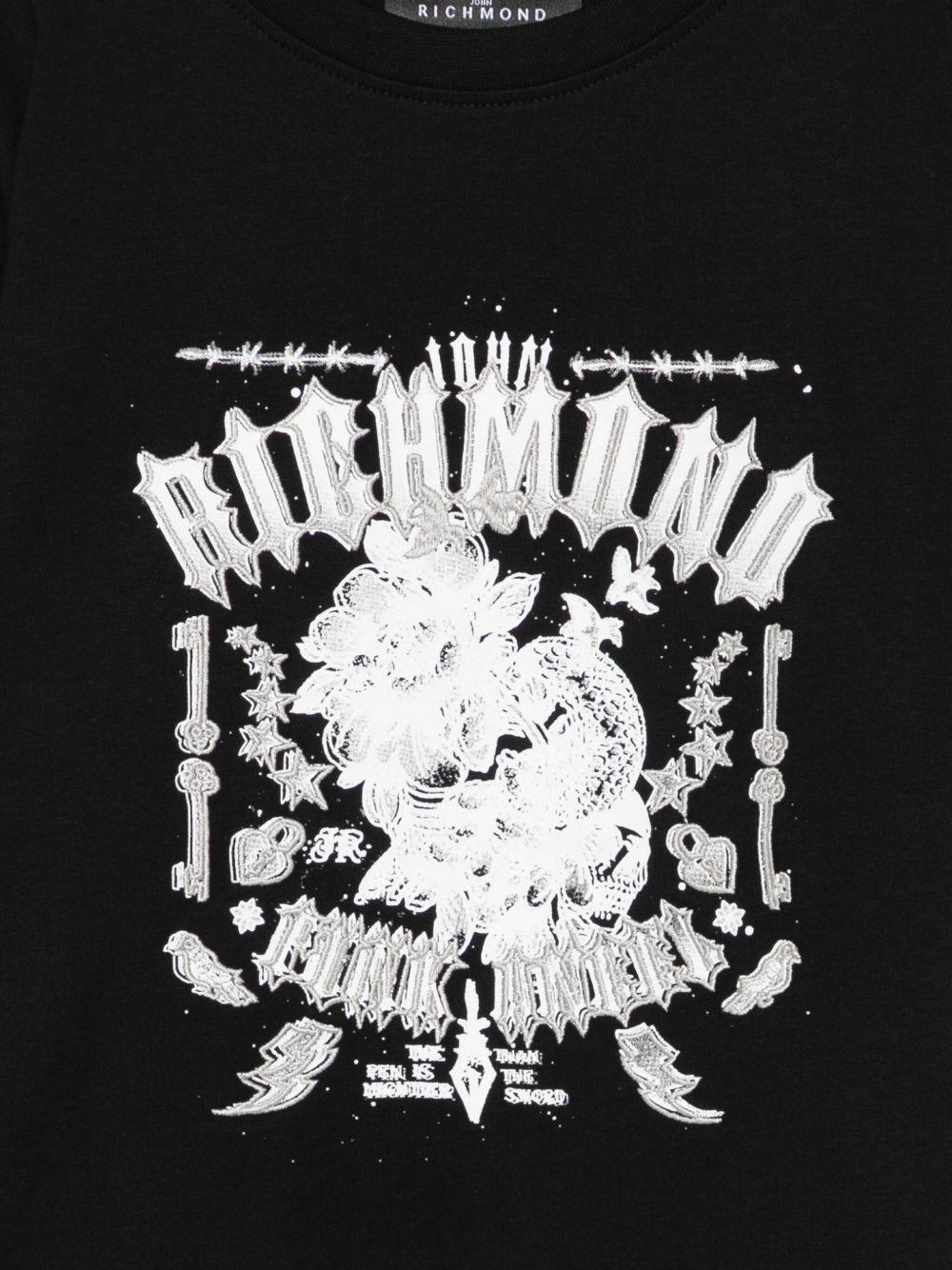 T-shirt per bambino John Richmond Junior nero con stampa grafica RBA25026TS BLACK JOHN RICHMOND JUNIOR 