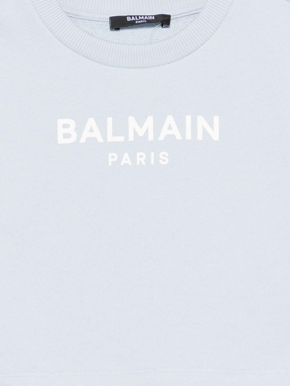 T-shirt per bambina balmain Kids azurra con stampa logo BY4A01 Z3183 685BC BALMAIN KIDS 