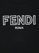 T-shirt per bambini Fendi Kids nera con logo ricamato sul davanti JUI159 7AJ F0RWK FENDI KIDS 