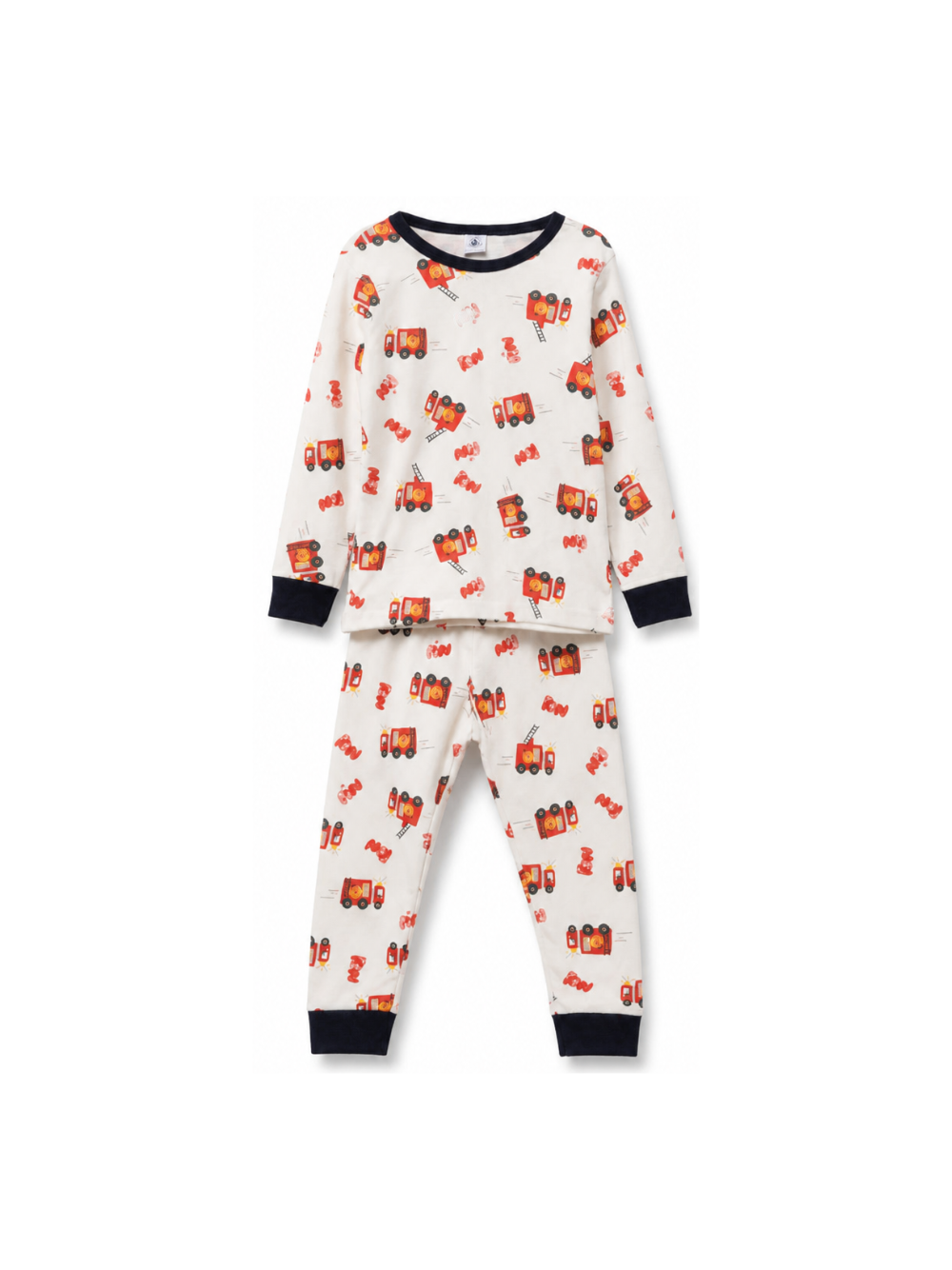 Pigiama per bambino Petit Bateau Kids bianco con stampa grafica camion dei pompieri A0GA4 01 PETIT BATEAU KIDS 