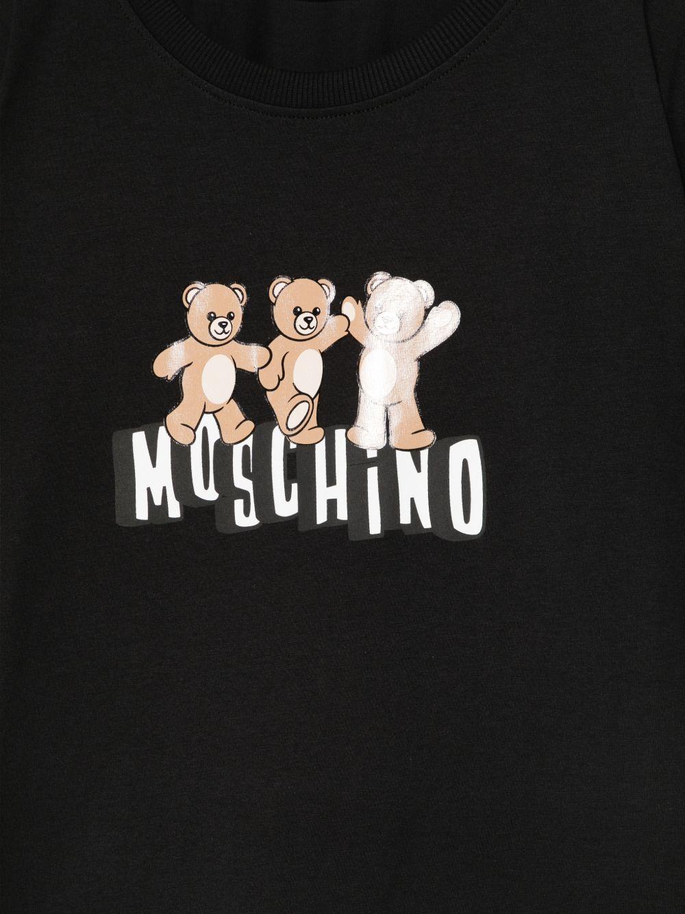 T-shirt per bambini Moschino Kids nera con stampa grafica orsetti HUM05PLAA23 60100 MOSCHINO KIDS 