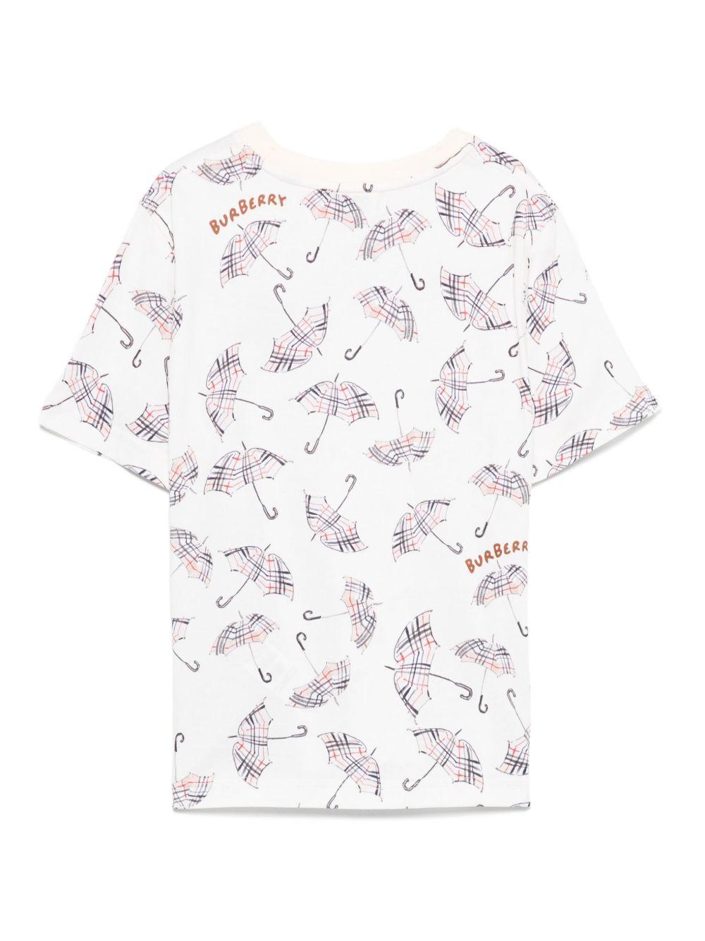 T-shirt per bambino Burberry Kids bianca con stampa ombrello 8112392 B8769 BURBERRY KIDS 