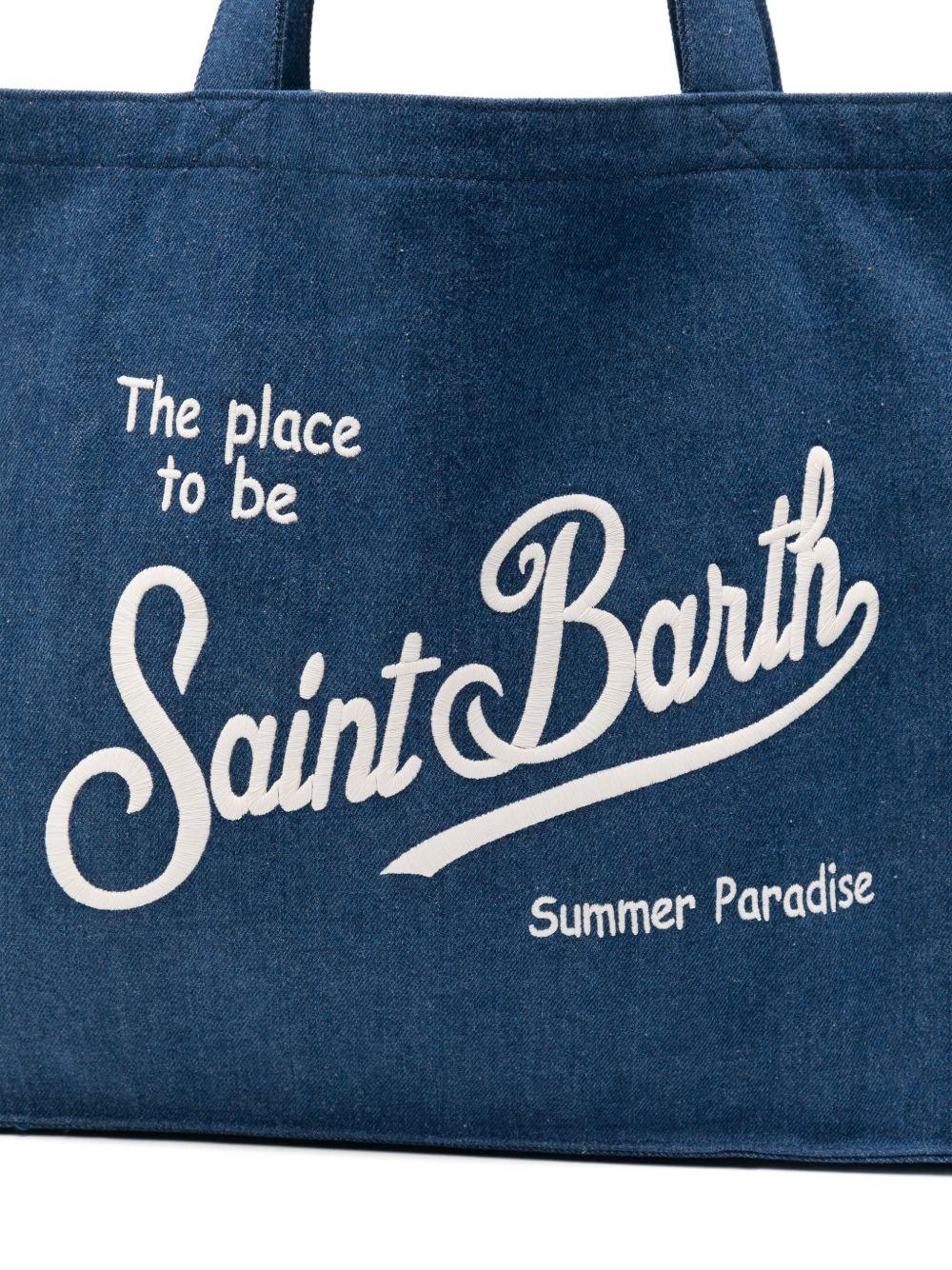 Borsa tote Essential Bag N MC2 Saint Barth denim con logo stampato EBAGN006 00431L MC2 ST. BARTH KIDS 