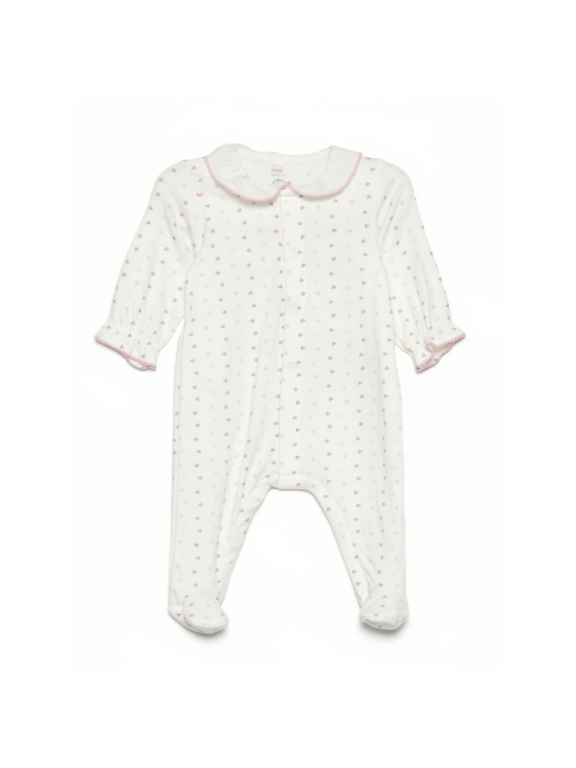 Tutina per neonati Petit Bateau bianca con stampa a cuori A0F6C 01 PETIT BATEAU KIDS 