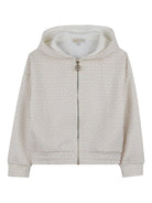 Felpa con zip per bambino Michael Kors Kids beige con stampa logo all-over R30589 190 MICHAEL KORS KIDS 