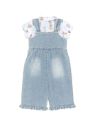 Salopette per neonata Moschino Kids azzurra con camicetta MDG01NL0E33 83281 MOSCHINO KIDS 