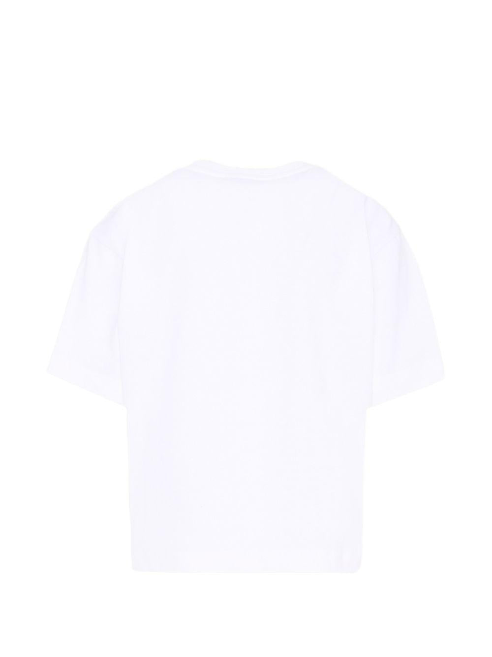 T-shirt per bambino Moschino Kids bianca con stampa logo sul davanti HUM05KLAA23 10101 MOSCHINO KIDS 