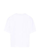 T-shirt per bambino Moschino Kids bianca con stampa logo sul davanti HUM05KLAA23 10101 MOSCHINO KIDS 