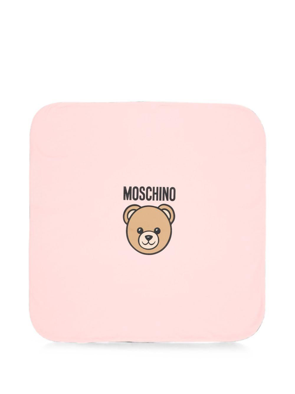 Coperta per neonata Moschino Kids rosa con dettaglio Teddy Bear MUB00OLCA40 50209 MOSCHINO KIDS 