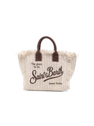 Borsa Colette MC2 Saint Barth bianca e beige con motivo a righe COL0001 03450L MC2 ST. BARTH KIDS 