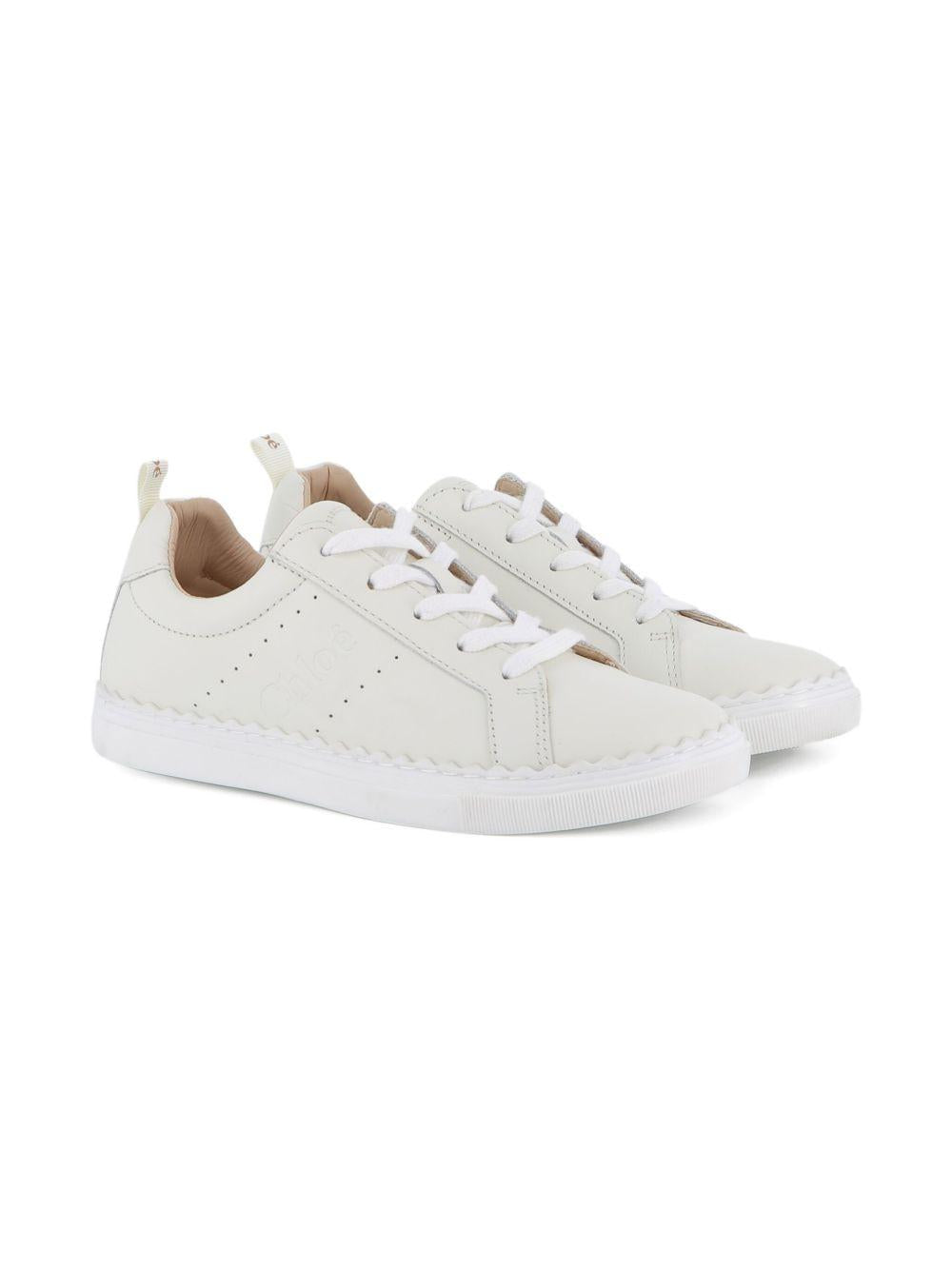 Sneakers per bambina Chloé Kids traforate bianche in pelle C20698 117 CHLOE' KIDS 