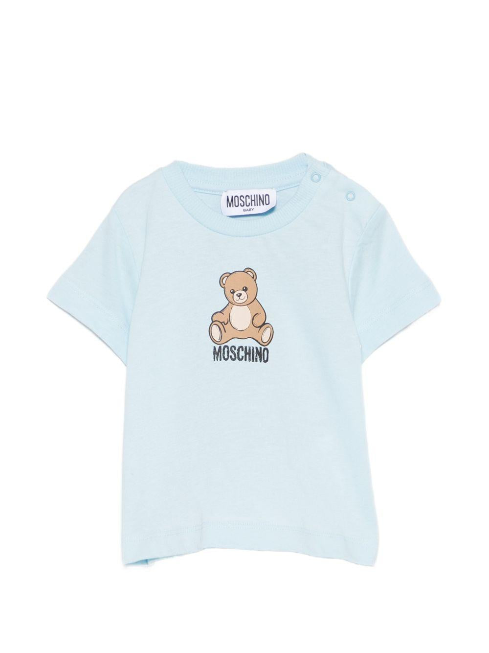 T-shirt per neonato Moschino Kids azzurra con motivo Teddy Bear M9M047LAA10 40304 MOSCHINO KIDS 