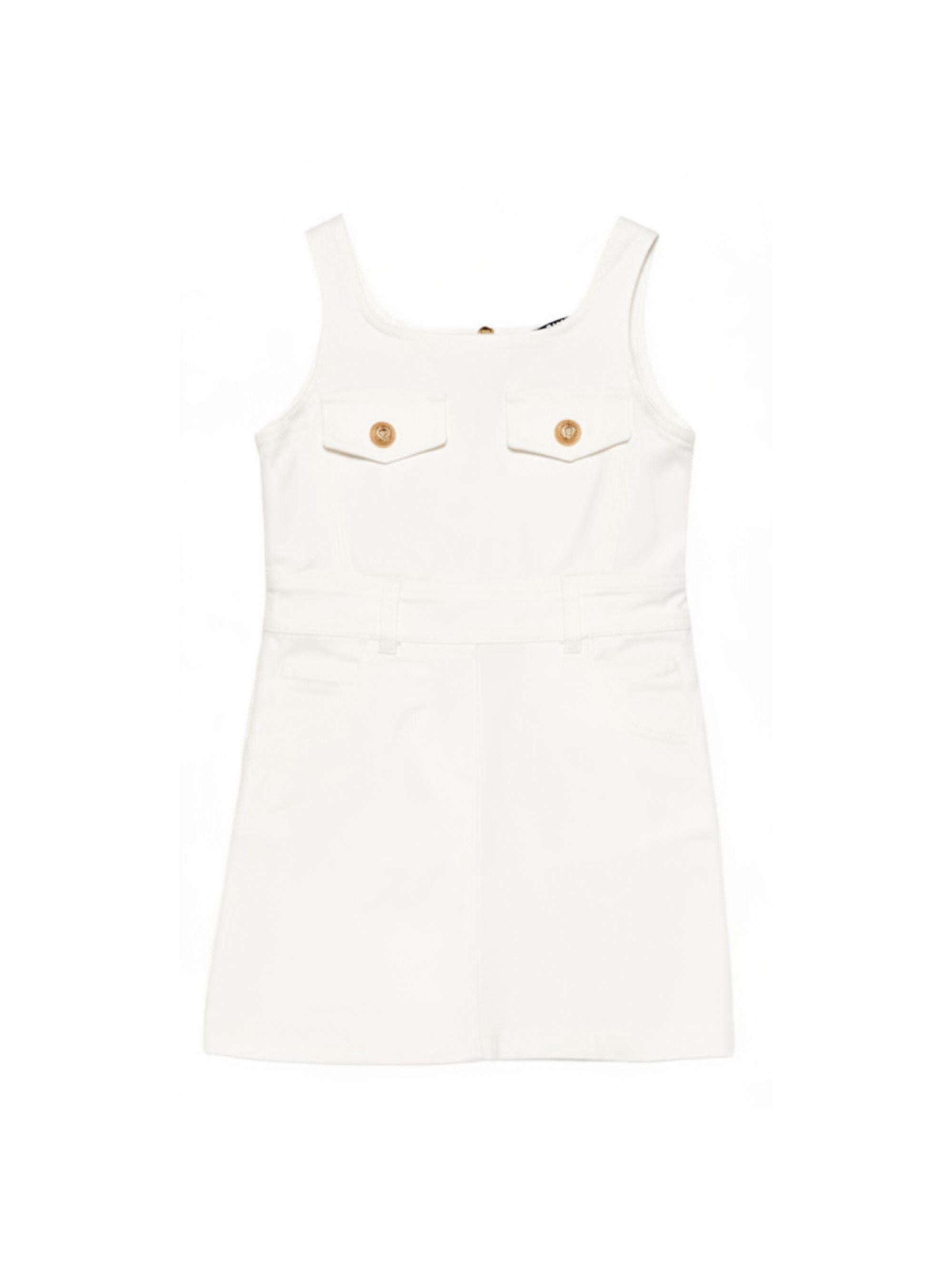 Abito per bambina Balmain Kids bianco con bretelle sottili BY1B42 Z3702 100 BALMAIN KIDS 