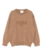 Maglione per bambini Fendi Kids marrone con logo ricamato JUG184 AS5P F0QU5 FENDI KIDS 