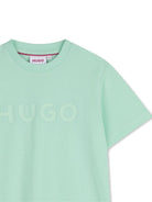 T-shirt per bambino Hugo Kids verde con logo goffrato G01014 72B Hugo KIDS 