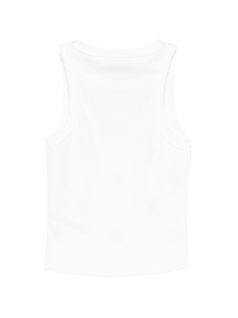 Canotta per bambina MC2 Saint Barth Kids bianca con logo ricamato sul davanti BLUE002 00468L MC2 ST. BARTH KIDS 