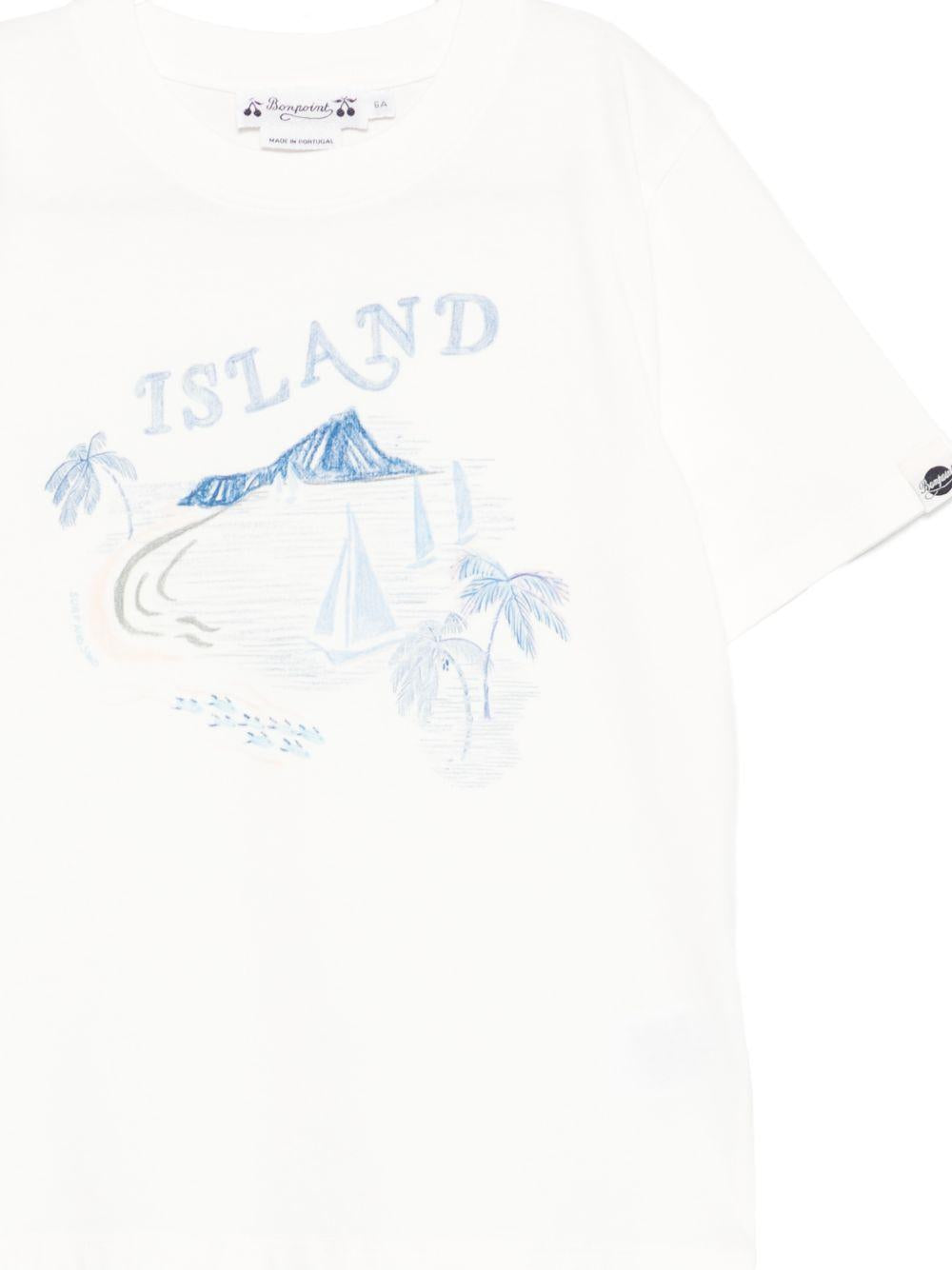T-shirt Thibald Island per bambino Bonpoint bianca con stampa grafica sul davanti S06BTSK00020 102 BONPOINT KIDS 