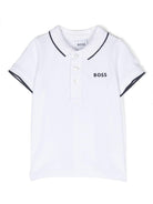 Polo con stampa per neonato BOSS Kidswear bianco con logo sul petto J05P13 10P BOSS KIDS 