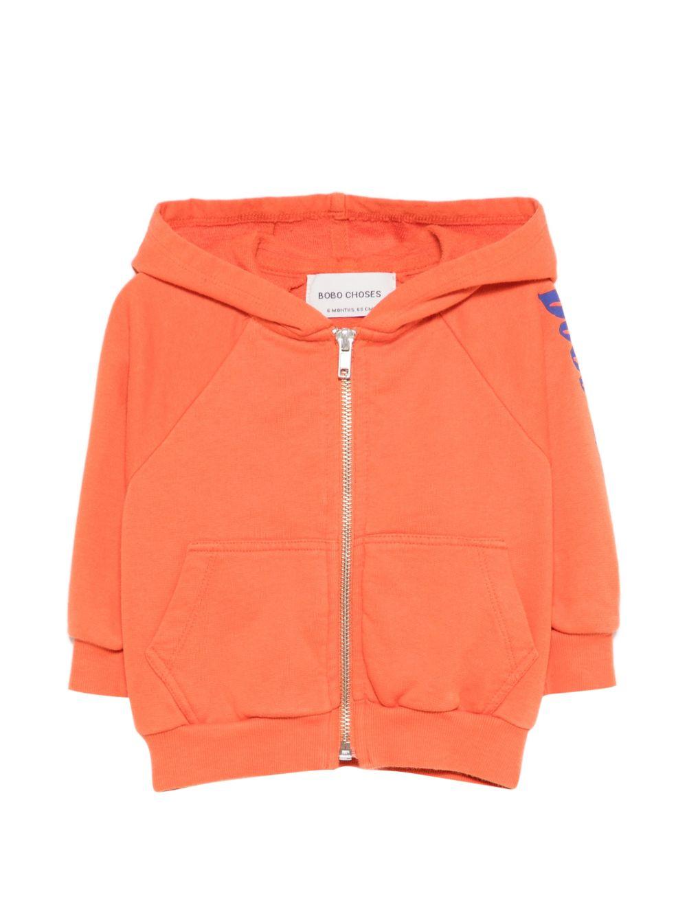 Felpa per neonato Bobo Choses arancione con logo sulla manica a contrasto B126AB045 811 BOBO CHOSES KIDS 