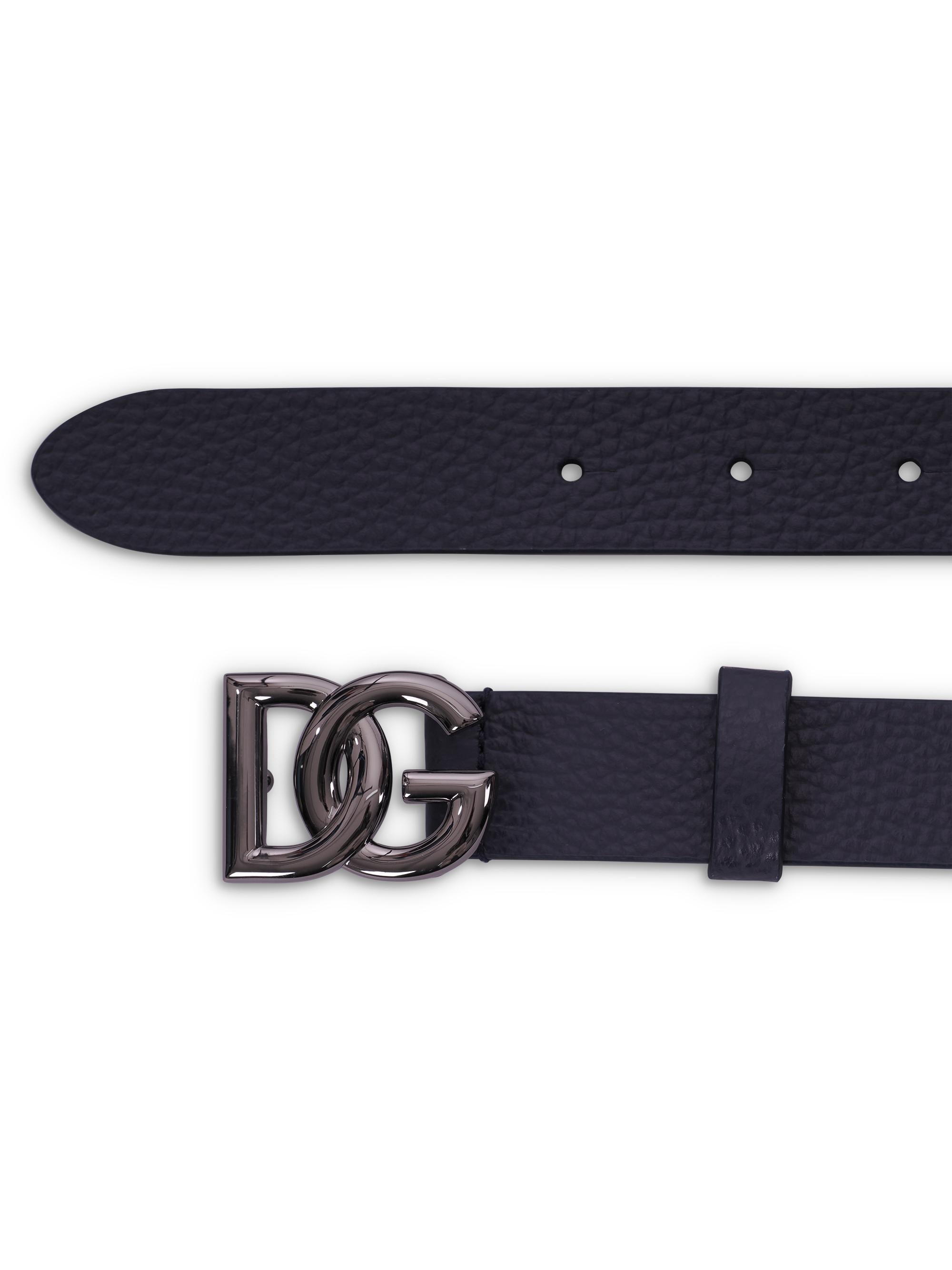 Cintura per bambino Dolce & Gabbana Kids blu in pelle con placca con logo argento EC0083 AI218 80650 DOLCE & GABBANA KIDS 