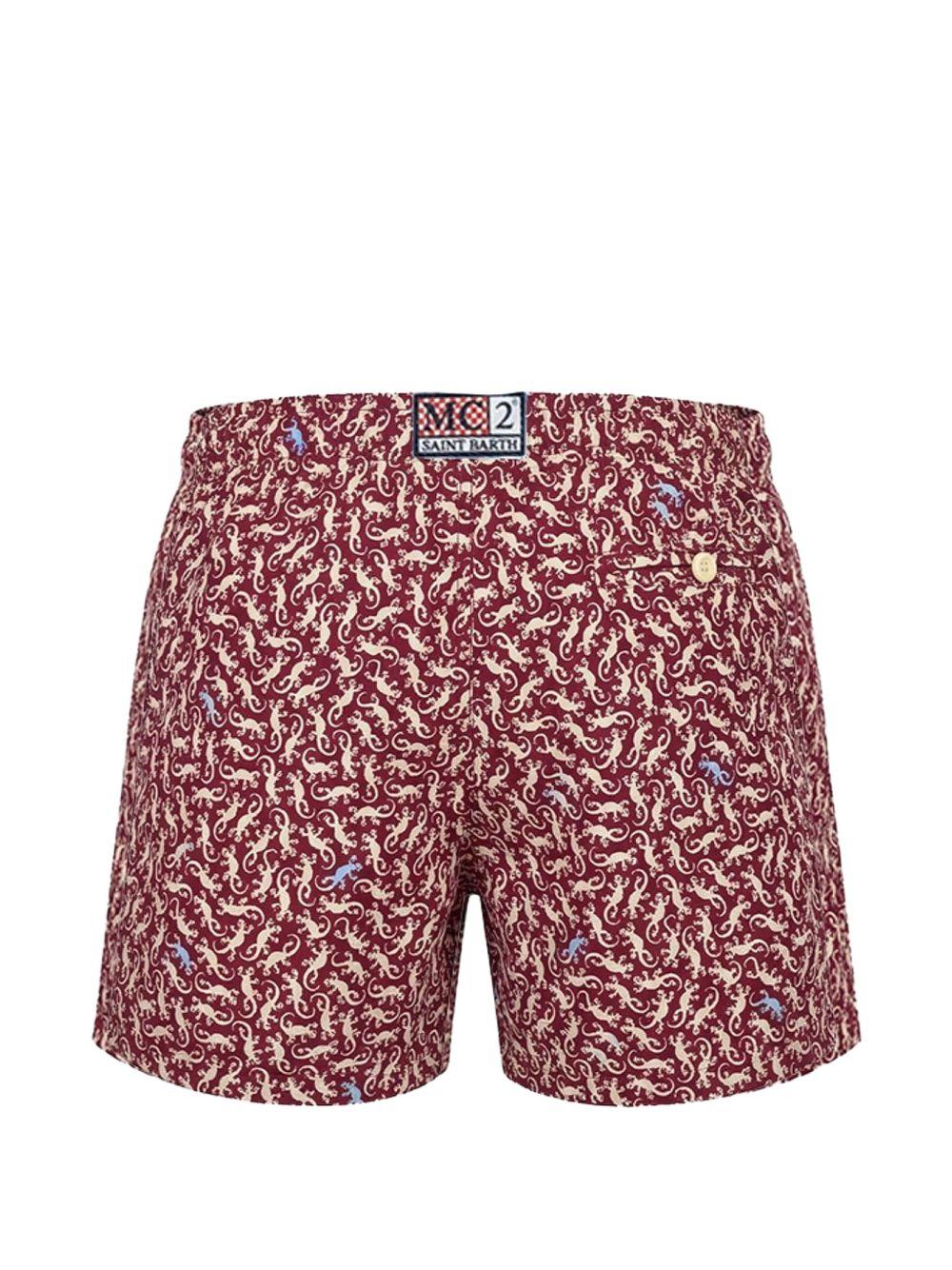Costume da bagno per bambino MC2 Saint Barth Kids bordeaux con stampa geco JEA0022 04033L MC2 ST. BARTH KIDS 