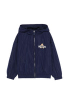 Giubbino per bambini Moschino Kids blu con stampa Teddy Bear sul davanti HUS05KL3A39 40016 MOSCHINO KIDS 