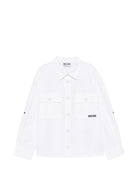 Camicia per bambino Moschino Kids bianca con taschino sul petto abbottonato HUC01ULLA14 10101 MOSCHINO KIDS 