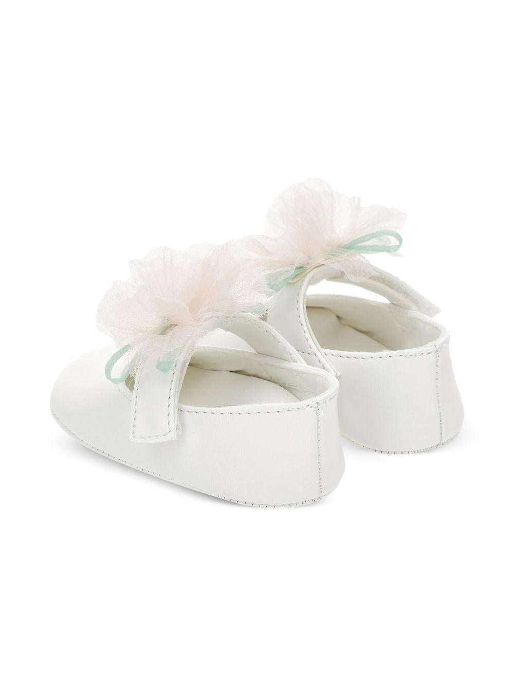 Scarpine primi passi per neonata Monnalisa bianche con applicazione a fiore 73G001 7768 0001 MONNALISA KIDS 