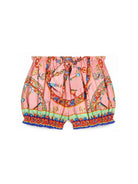 Short per neonata Dolce & Gabbana Kids rosa con stampa Carretto Siciliano L23Q30 FI5O1 HF6CK DOLCE & GABBANA KIDS 