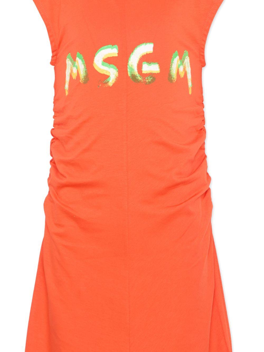 Abito per bambina MSGM Kids arancione con ruches S6MSJGDR064 MS074 MSGM KIDS 