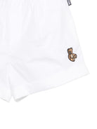 Shorts per bambina Moschino Kids bianco con stampa sul davanti HDQ01YLLA10 10101 MOSCHINO KIDS 