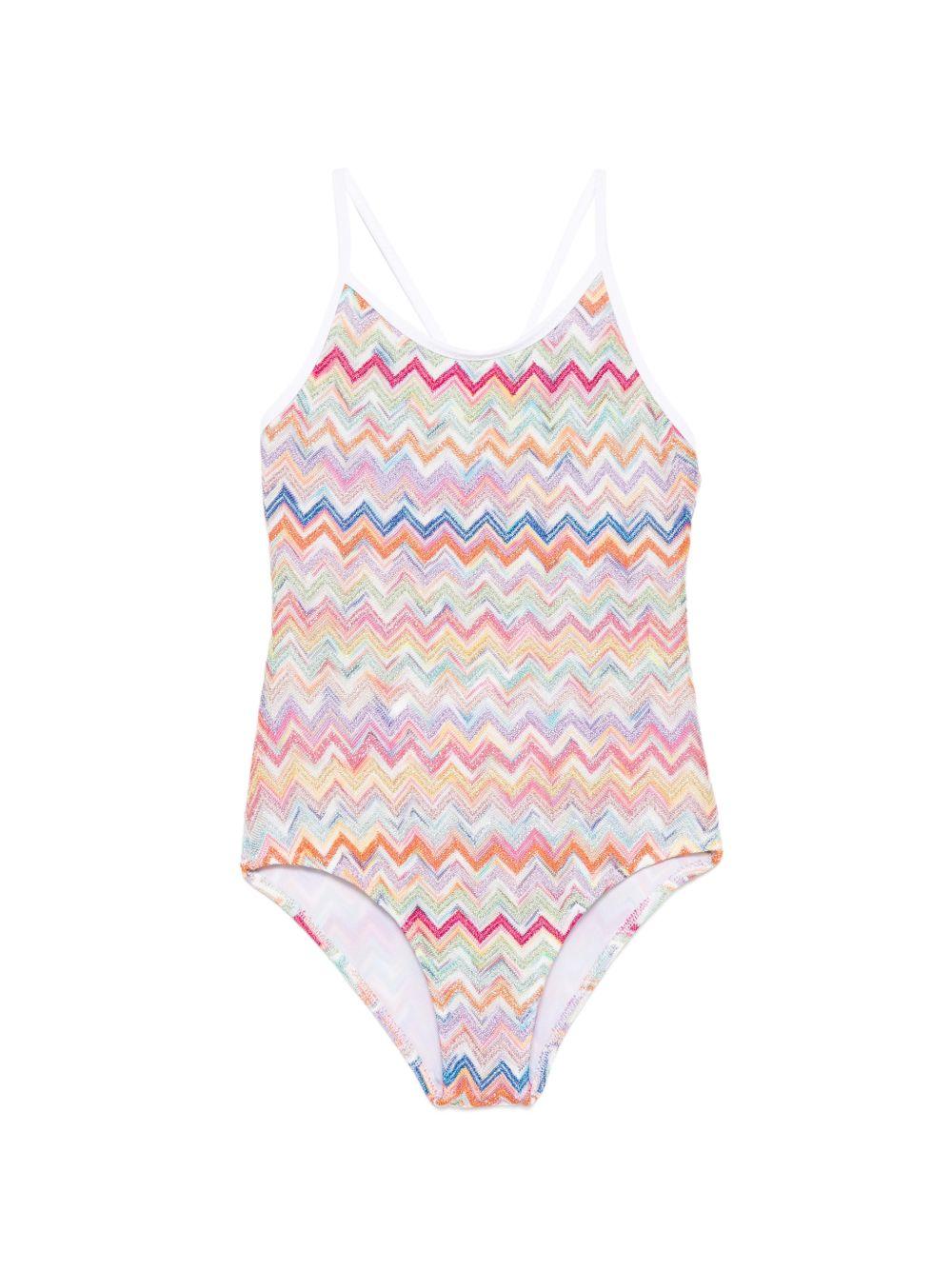 Costume intero per bambina Missoni Kids multicolore con design a chevron MYCA79 Q0107 999 MISSONI KIDS 