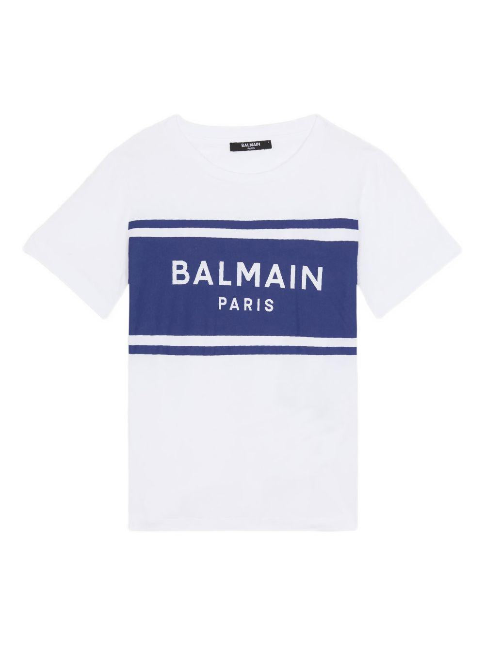 T-shirt per bambino Balmain Kids bianca con logo sul davanti BY8P11 Z3672 100BL BALMAIN KIDS 