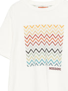 T-shirt per bambino Missoni Kids bianca con stampa zigzag MZ8H11 Z3672 102 MISSONI KIDS 