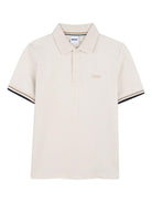 Polo per bambino Boss Kidswear beige con bordi a contrasto J52958 21C BOSS KIDS 