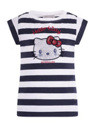 T- shirt per bambina Monnalisa blu con motivo a righe con stampa a decorazione 19G617 7042 9956 MONNALISA KIDS 