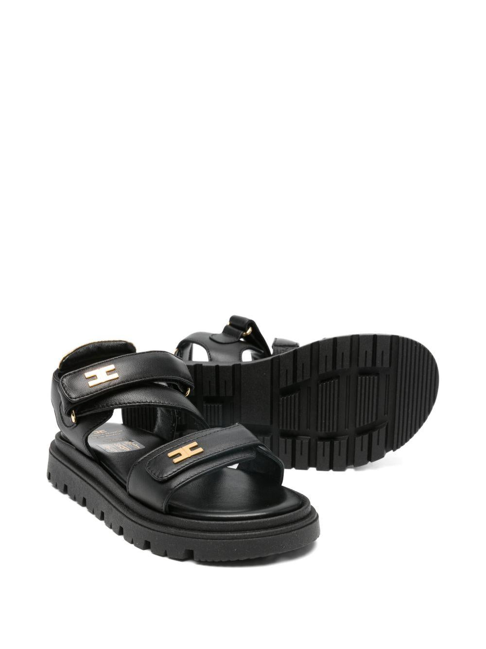 Sandali per bambina Elisabetta Franchi La Mia Bambina nera con placca logo dorata F4A2E0586173 3999 ElISABETTA FRANCHI KIDS 